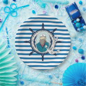 シーキャプテンブルー&ホワイトストライプ紙プレート ペーパープレート (パーティー)