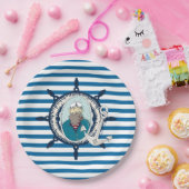 シーキャプテンブルー&ホワイトストライプ紙プレート ペーパープレート (パーティー)