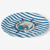 シーキャプテンブルー&ホワイトストライプ紙プレート ペーパープレート (アングル)
