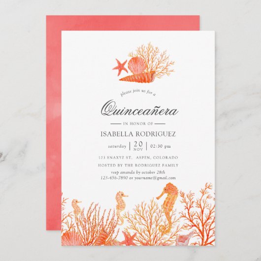 シーキンセアニラの下に住むサンゴ 招待状 (正面/裏面)