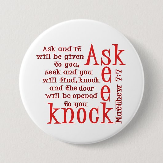 シークのノックを頼んで下さい 缶バッジ (正面)