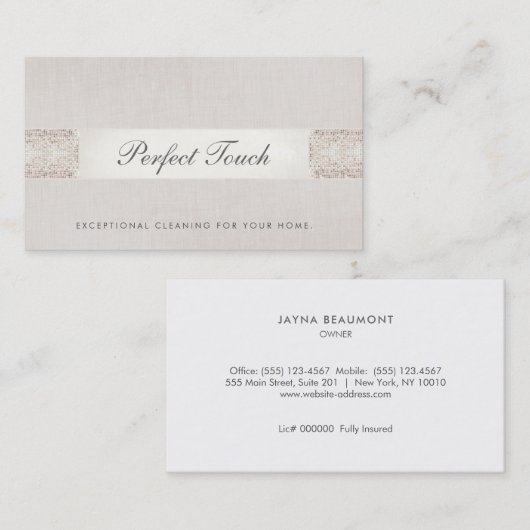 シークインとリネンハウスクリーナー清掃サービス 名刺 (正面/裏面)