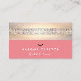 シークインと金ゴールドコーラルアイラッシュエクステンション 名刺