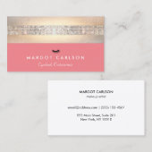 シークインと金ゴールドコーラルアイラッシュエクステンション 名刺 (正面/裏面)