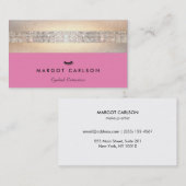 シークインと金ゴールドピンクアイラッシュエクステンションサロン 名刺 (正面/裏面)