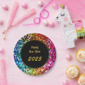 シークインカスタムズ新年金ゴールドブラック ペーパープレート (パーティー)