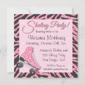 シークイングリッタリングローラースケートで滑るパーティの招待状 招待状 (正面)