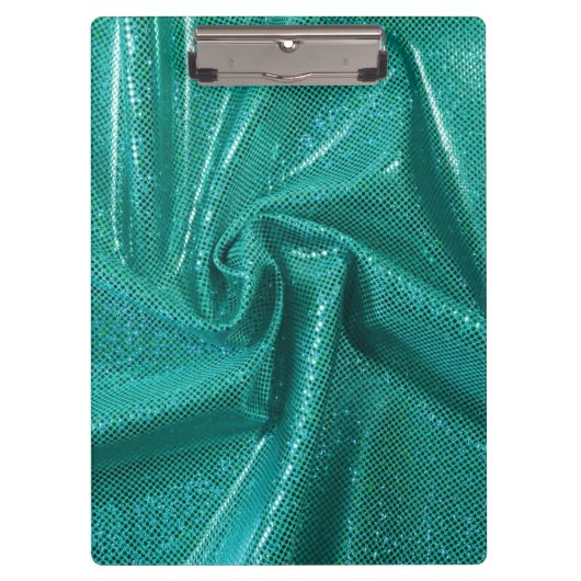 シークイングリッターティール(緑がかった色)グリーン金属調 クリップボード (正面)