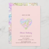 シークインズきらめくレインボーハート誕生日 招待状 (正面/裏面)