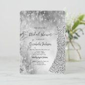 シークインズドレスウィンターランドスケープブライダルシャワー 招待状 (スタンド正面)