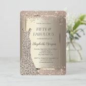 シークインズドレスグリッター紙吹雪50th誕生日 招待状 (スタンド正面)