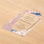 シークインズドレスバラ金ゴールドフローラ50th誕生日 アクリル招待状 (レイダウン)