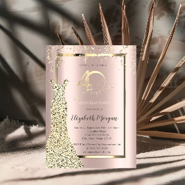 シークインズドレスバラ金ゴールド40歳誕生日招待状 招待状