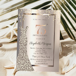 シークインズドレス紙吹雪アイボリー75th誕生日 招待状
