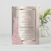 シークインバラ金ゴールドドレスアイボリー30th誕生日 招待状 (スタンド正面)