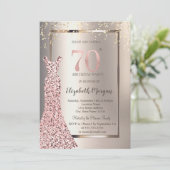 シークインバラ金ゴールドドレスアイボリー70th誕生日 招待状 (スタンド正面)