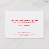 シークインフェイクズサロンスパホリデークリスマスギフトカード 割引カード (裏面)