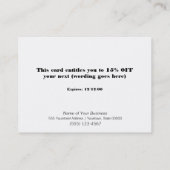 シークインフェイクズヘアサロンとスパ割引クーポン 割引カード (裏面)