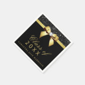 シークインフェイクズボウ金ゴールドブラック卒業パーティー スタンダードカクテルナプキン (角)