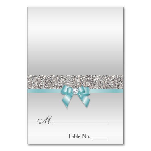 シークインフェイクズライトティール(緑がかった色)ブルーボウ座席表 テーブルナンバー (正面)