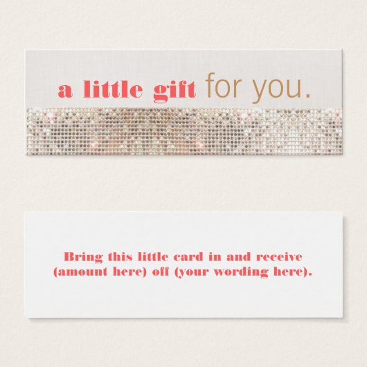 シークインフェイクヘアサロンとスパギフト証明書 (正面&裏面)