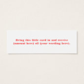 シークインフェイクヘアサロンとスパギフト証明書 (裏面)