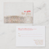 シークインフェイクヘアサロンとスパギフト証明書 割引カード (正面/裏面)