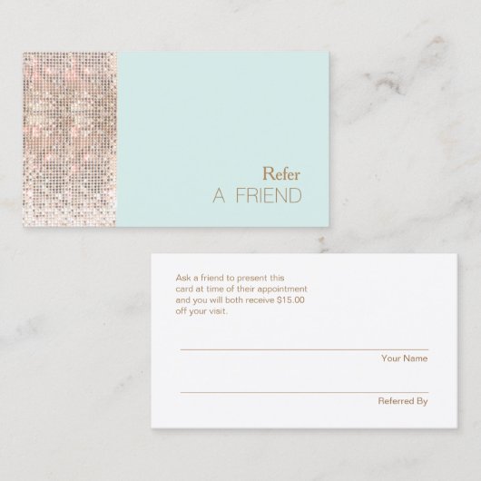 シークインフェイク美しいサロン顧客の紹介 紹介カード (正面/裏面)