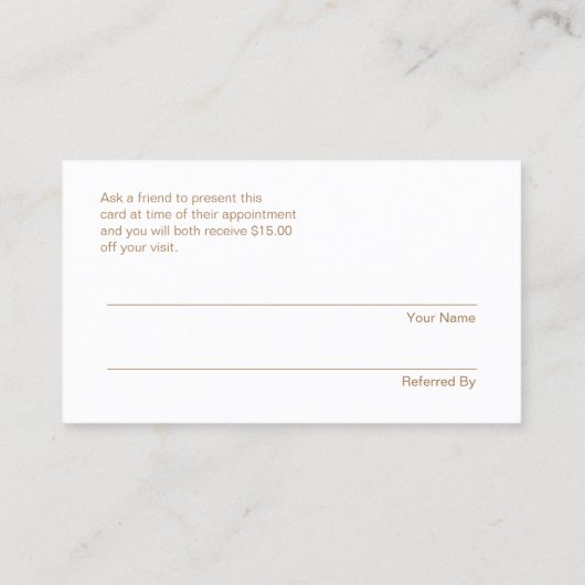 シークインフェイク美しいサロン顧客の紹介 紹介カード (裏面)