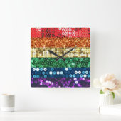 シークインプライドフラッグ時計 スクエア壁時計 (ホーム)