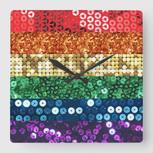 シークインプライドフラッグ時計 スクエア壁時計 (正面)