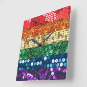 シークインプライドフラッグ時計 スクエア壁時計 (傾斜)