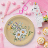 シークインライトイエローデイジーラベンダーシャワー ペーパープレート (パーティー)