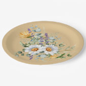 シークインライトイエローデイジーラベンダーシャワー ペーパープレート (アングル)