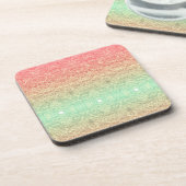シークインレースパターグラデーションン桃金ゴールドグリーン コースター (左側)