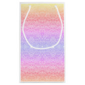 シークインレースパターンのグラデーションピンクの金ゴールド紫 スモールペーパーバッグ (裏面)