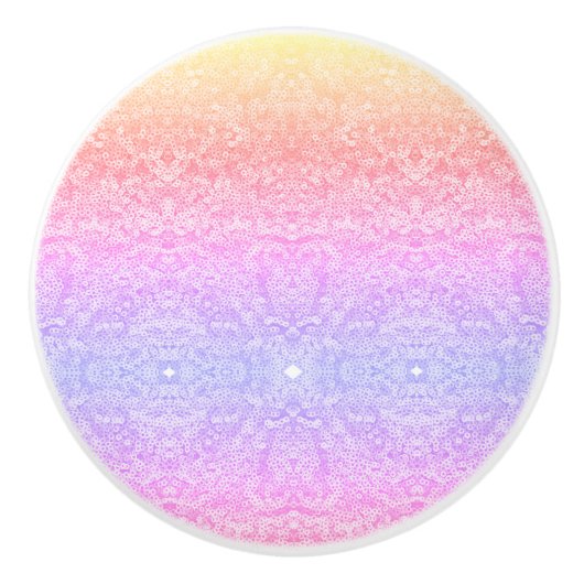 シークインレースパターンのグラデーションピンクの金ゴールド紫 セラミックノブ (正面)