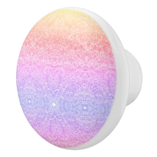 シークインレースパターンのグラデーションピンクの金ゴールド紫 セラミックノブ (右)