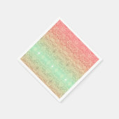 シークインレースパターンのグラデーションピンクの金ゴールド緑 スタンダードカクテルナプキン (角)