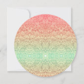 シークインレースパターンのグラデーションピンクの金ゴールド緑 招待状 (正面)