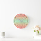 シークインレースパターングラデーションピンク金ゴールドグリーン ラウンド壁時計 (ホーム)