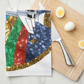 シークイン宇宙船 キッチンタオル (四つ折り)