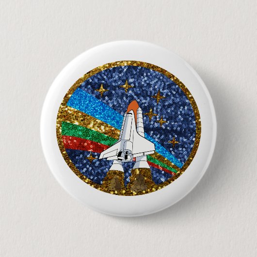 シークイン宇宙船 缶バッジ (正面)