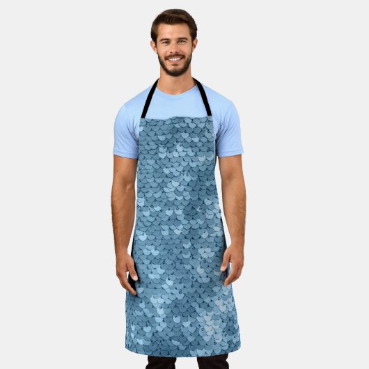 シークイン生地:スカイブルーきらめく。 エプロン (着用した状態)