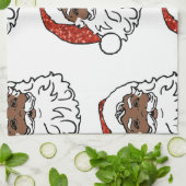 シークイン黒サンタクロース キッチンタオル (折り畳み)