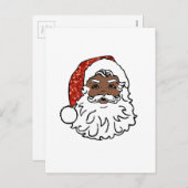 シークイン黒サンタクロース シーズンポストカード (正面/裏面)