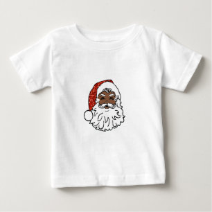 シークイン黒サンタクロース ベビーTシャツ