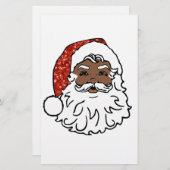 シークイン黒サンタクロース 便箋 (正面/裏面)