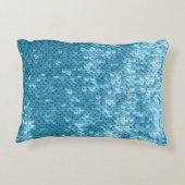 シークイン、抽象芸術バック付きのスカイブルーの光沢のある布 アクセントクッション (裏面)
