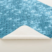 シークイン、抽象芸術バック付きのスカイブルーの光沢のある布 シェルパブランケット (3/4)